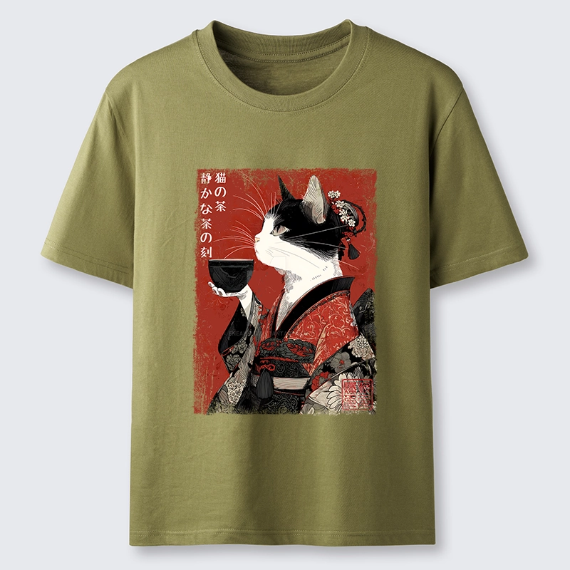 Tokyo-Tiger Kimono Tea Cat Red Vintage Ink Art Classic T-Shirt
