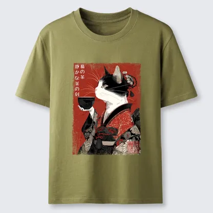 Tokyo-Tiger Kimono Tea Cat Red Vintage Ink Art Classic T-Shirt