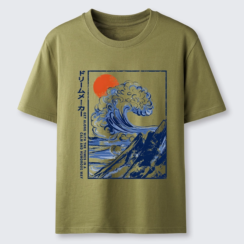 Tokyo-Tiger Big Blue Wave Mountain Sunrise Art Classic T-Shirt