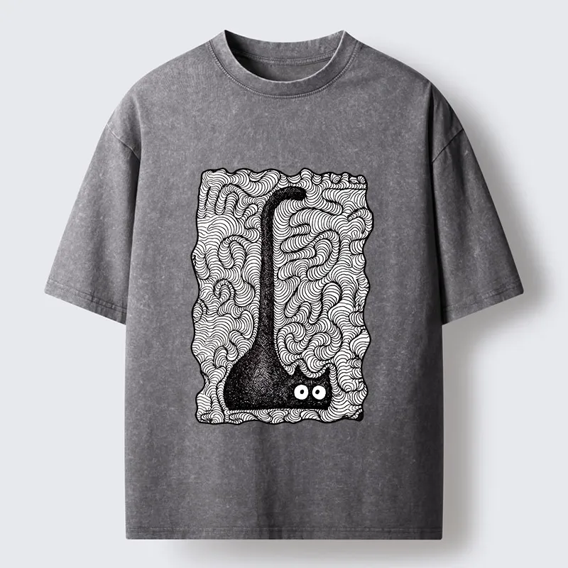 Tokyo-Tiger Trippy Zentangle Secret Cat Art Print Washed T-Shirt