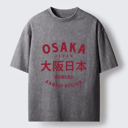 Tokyo-Tiger Vintage Osaka Japan City Graphic Washed T-Shirt