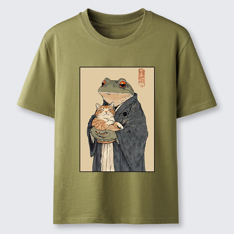 Tokyo-Tiger Frog Holds Sleepy Cat Classic T-Shirt