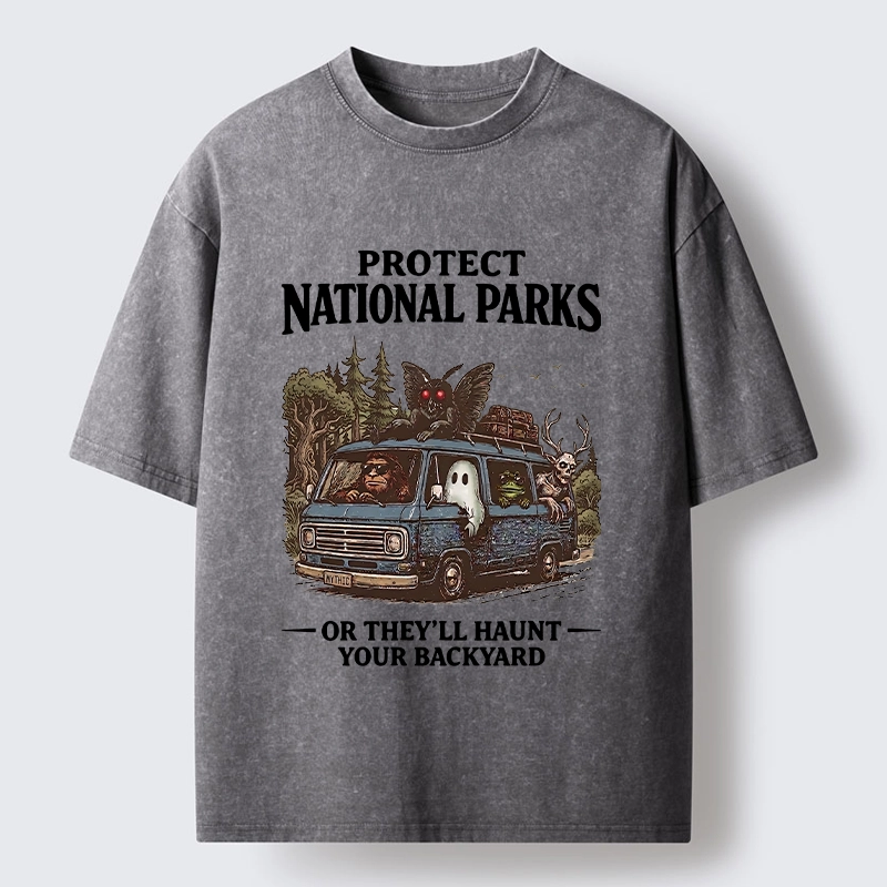 Tokyo-Tiger Protect Wild National Parks Washed T-Shirt