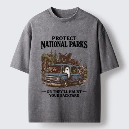 Tokyo-Tiger Protect Wild National Parks Washed T-Shirt