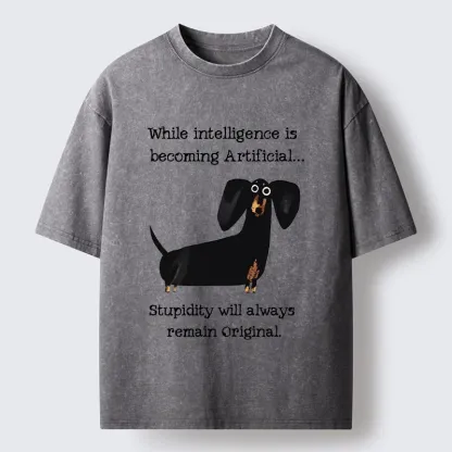 Tokyo-Tiger Dachshund Real Humor Funny Meme Washed T-Shirt