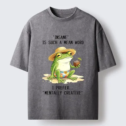 Tokyo-Tiger Mentally Creative Beach Frog Washed T-Shirt