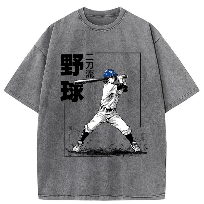 Tokyo-Tiger Two-way Baseball Player Washed T-Shirt