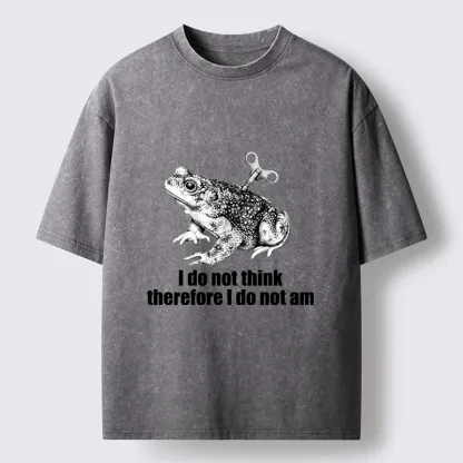 Tokyo-Tiger Funny Meme Wind Up Toad No Think No Exist Washed T-Shirt