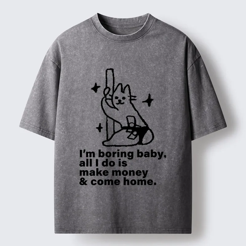 Tokyo-Tiger Cute Cat Only Makes Money Comes Home Washed T-Shirt
