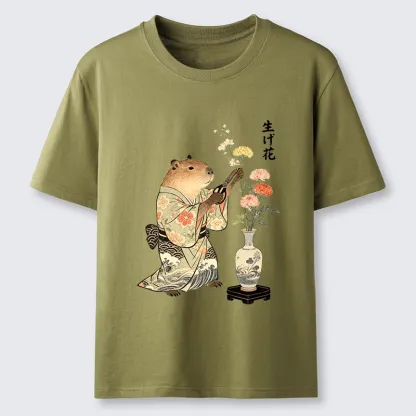 Tokyo-Tiger Chill Capybara Arranging Flower Art Classic T-Shirt
