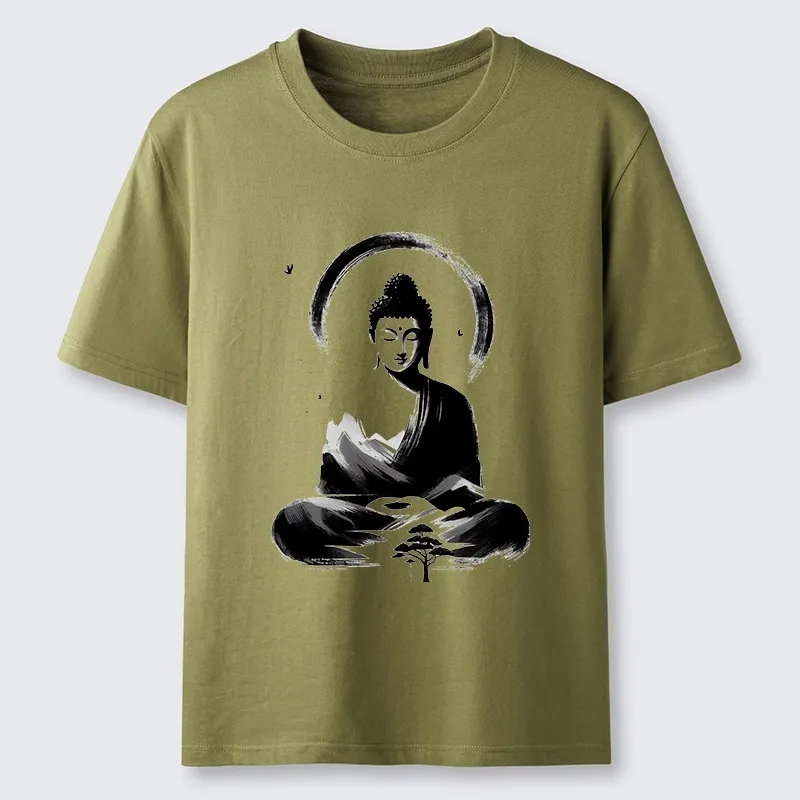 Tokyo-Tiger Serene Mountain Buddha Zen Art Classic T-Shirt