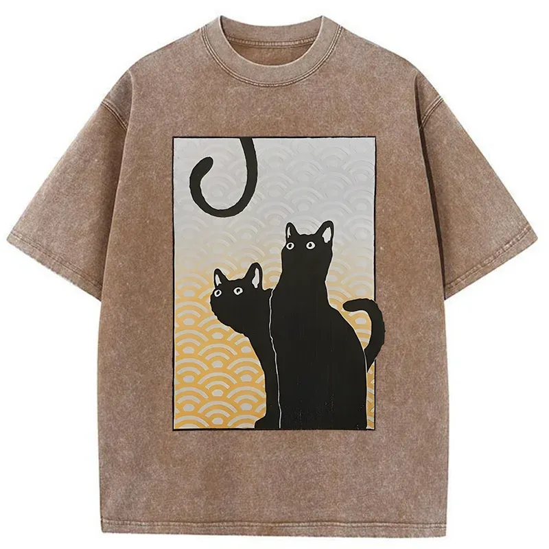 Tokyo-Tiger Three Black Cats Washed T-Shirt