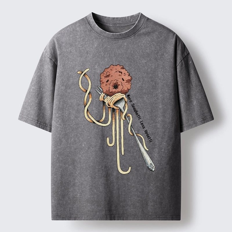 Tokyo-Tiger More Pasta Less Stress Food Lover Art Washed T-Shirt