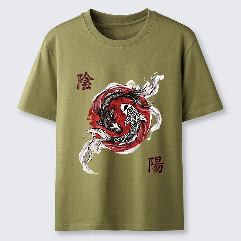 Tokyo-Tiger Red Ink Twin Koi Fish Harmony Classic T-Shirt