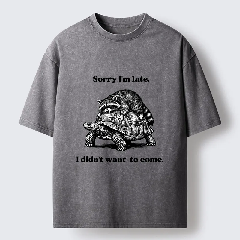 Tokyo-Tiger Lazy Animal Life Funny Graphic Washed T-Shirt