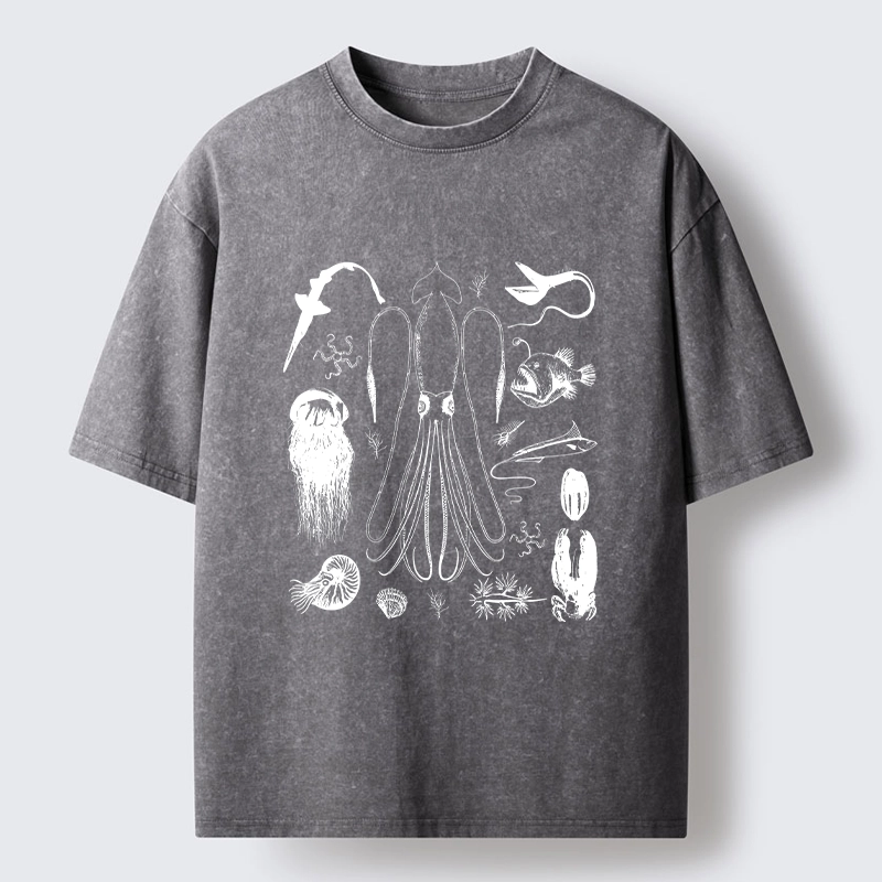 Tokyo-Tiger Vintage Deep Sea Creature Meme Washed T-Shirt