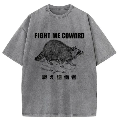 Tokyo-Tiger Fight Raccoon Japanese Washed T-Shirt