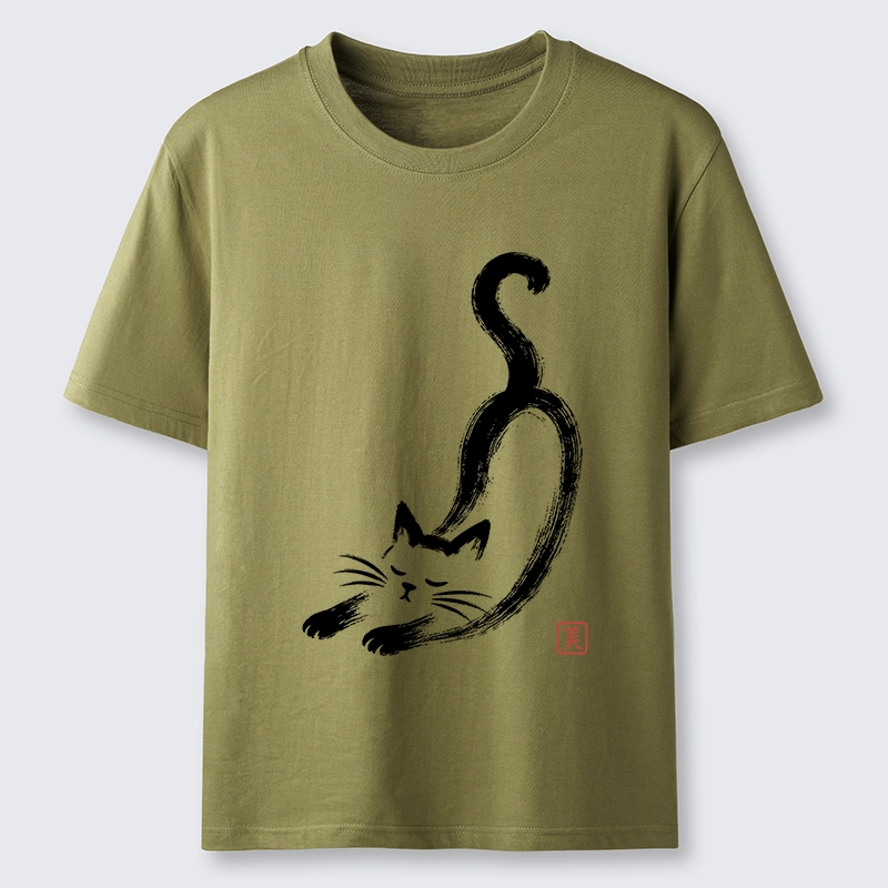 Tokyo-Tiger Soft Ink Stretch Cat Oriental Brush Art Classic T-Shirt