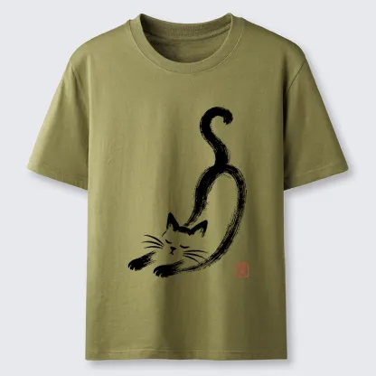 Tokyo-Tiger Soft Ink Stretch Cat Oriental Brush Art Classic T-Shirt