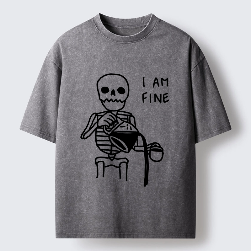 Tokyo-Tiger Skeleton Fake Calm Washed T-Shirt