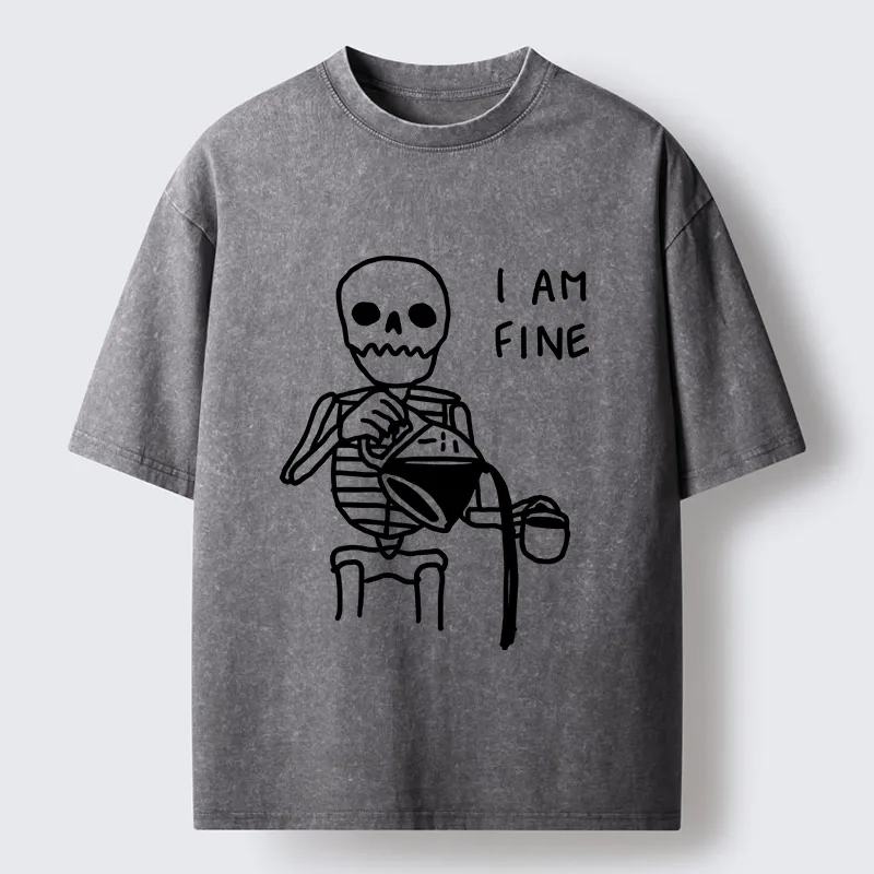 Tokyo-Tiger Skeleton Fake Calm Washed T-Shirt