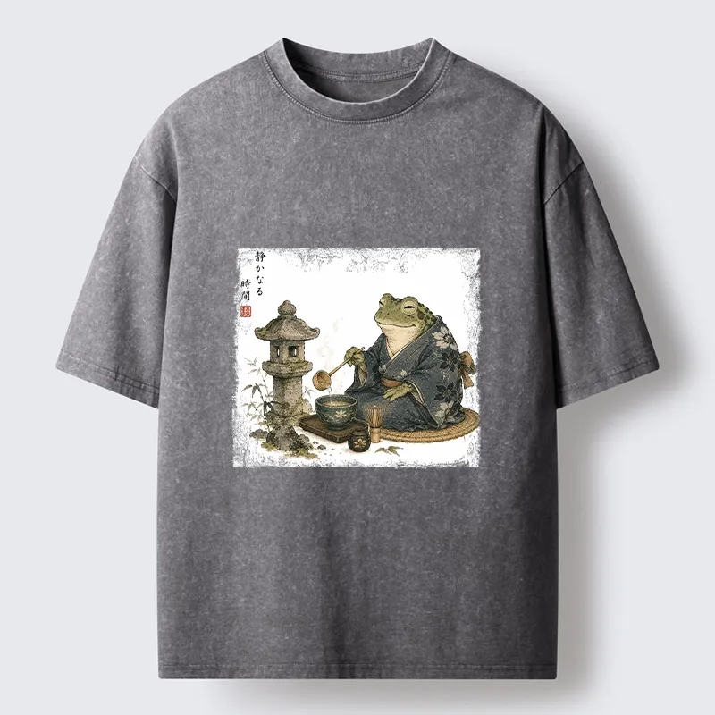 Tokyo-Tiger Calm Kimono Tea Frog Washed T-Shirt