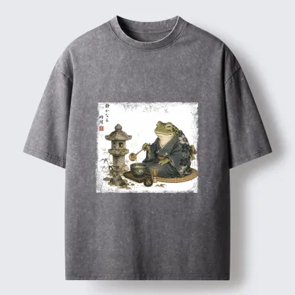 Tokyo-Tiger Calm Kimono Tea Frog Washed T-Shirt