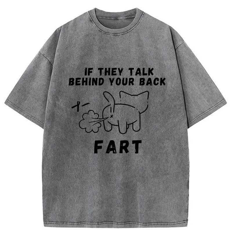 Tokyo-Tiger Funny Farting Cat Washed T-Shirt