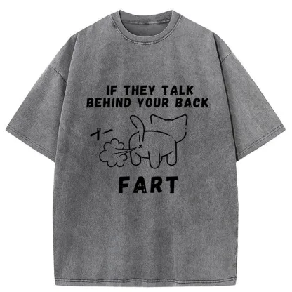 Tokyo-Tiger Funny Farting Cat Washed T-Shirt