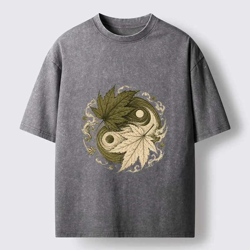 Tokyo-Tiger Maple Yin Yang Art Washed T-Shirt