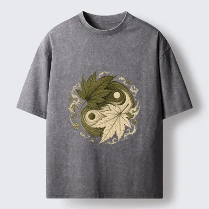 Tokyo-Tiger Maple Yin Yang Art Washed T-Shirt