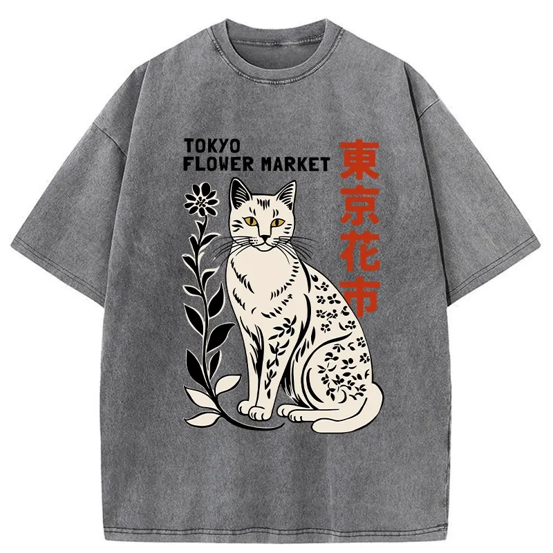 Tokyo-Tiger Flower Market Tokyo Washed T-Shirt