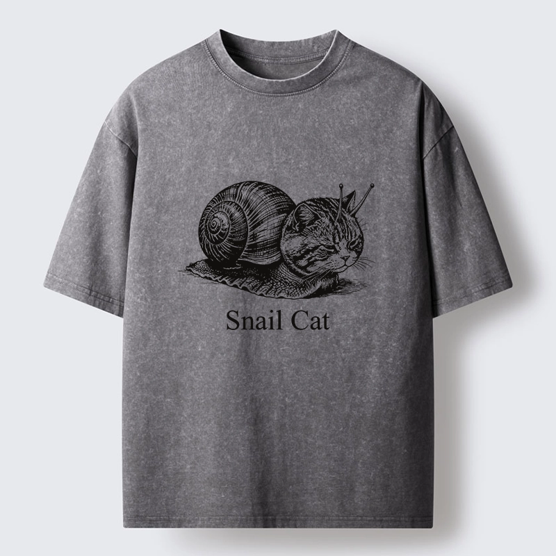 Tokyo-Tiger Weird Snail Cat Meme Washed T-Shirt