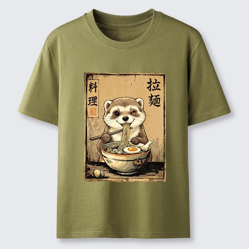 Tokyo-Tiger Ferret Eating Hot Ramen Classic T-Shirt