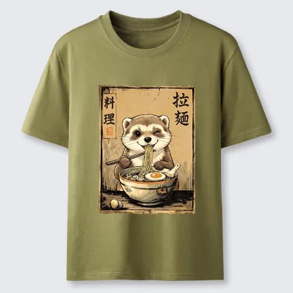 Tokyo-Tiger Ferret Eating Hot Ramen Classic T-Shirt