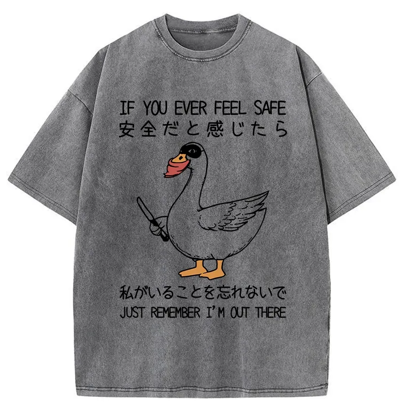 Tokyo-Tiger Funny Goose With Knife Washed T-Shirt