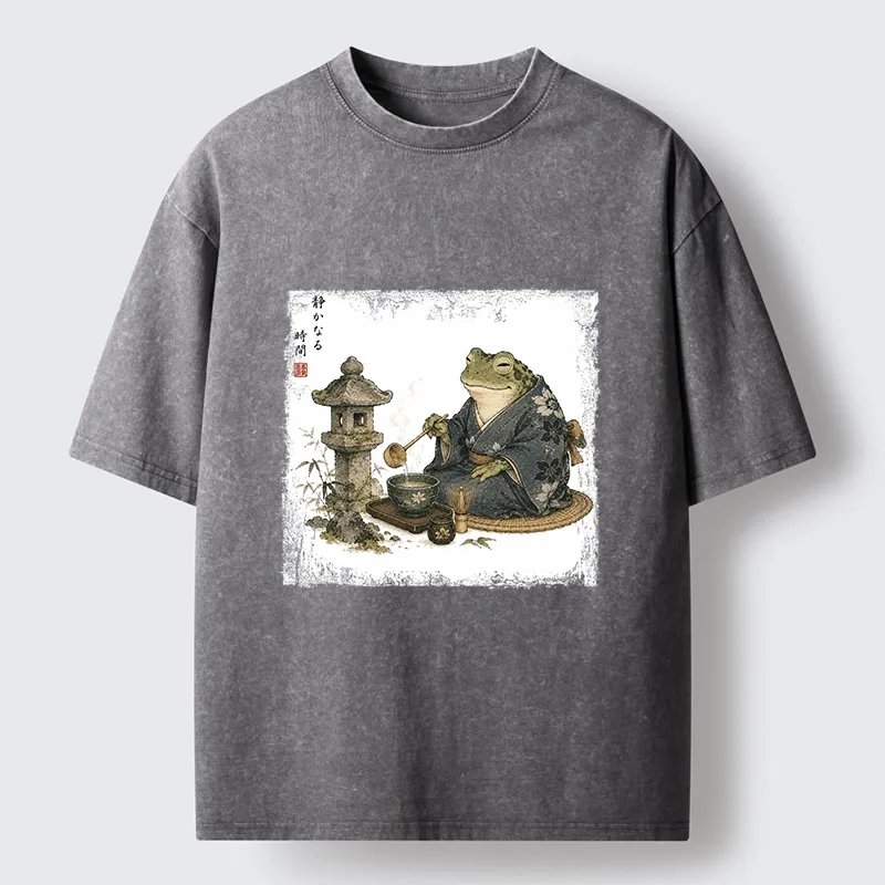 Tokyo-Tiger Calm Tea Frog Washed T-Shirt