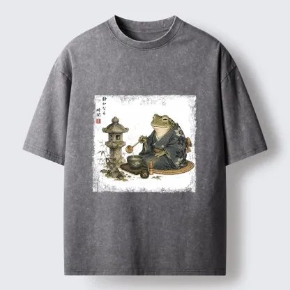 Tokyo-Tiger Calm Tea Frog Washed T-Shirt