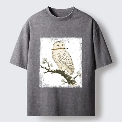 Tokyo-Tiger Snow Owl Painter Washed T-Shirt
