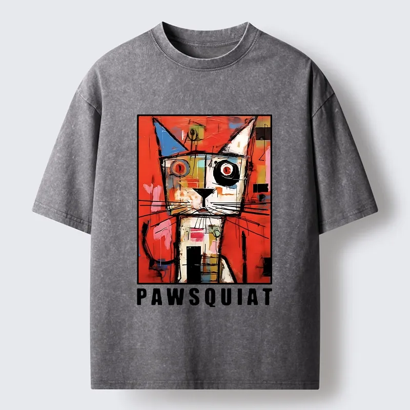 Tokyo-Tiger Abstract Picasso Cat Art Washed T-Shirt