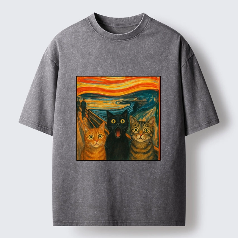 Tokyo-Tiger Funny Meme Scream Cats Washed T-Shirt