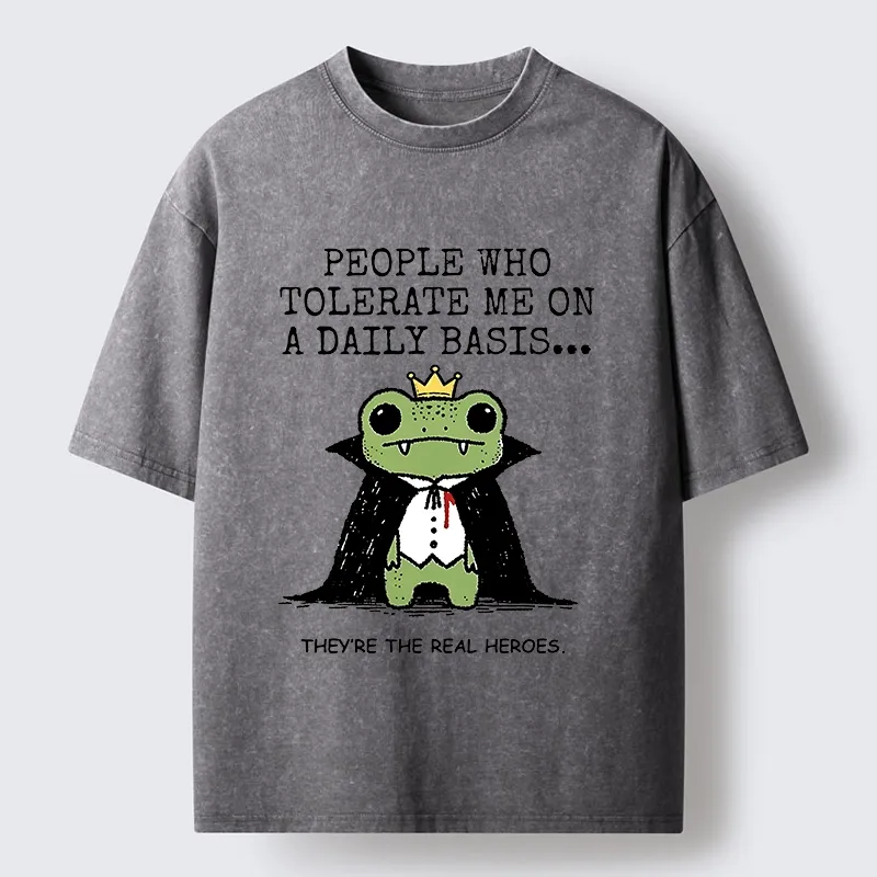Tokyo-Tiger Funny Meme Vampire Frog Washed T-Shirt