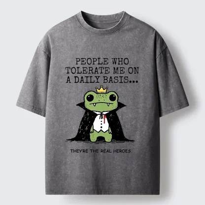 Tokyo-Tiger Funny Meme Vampire Frog Washed T-Shirt