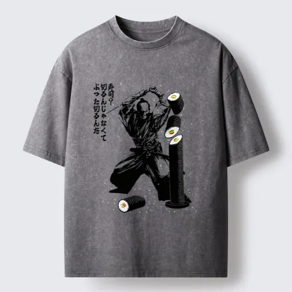 Tokyo-Tiger Samurai Sushi Slice Washed T-Shirt