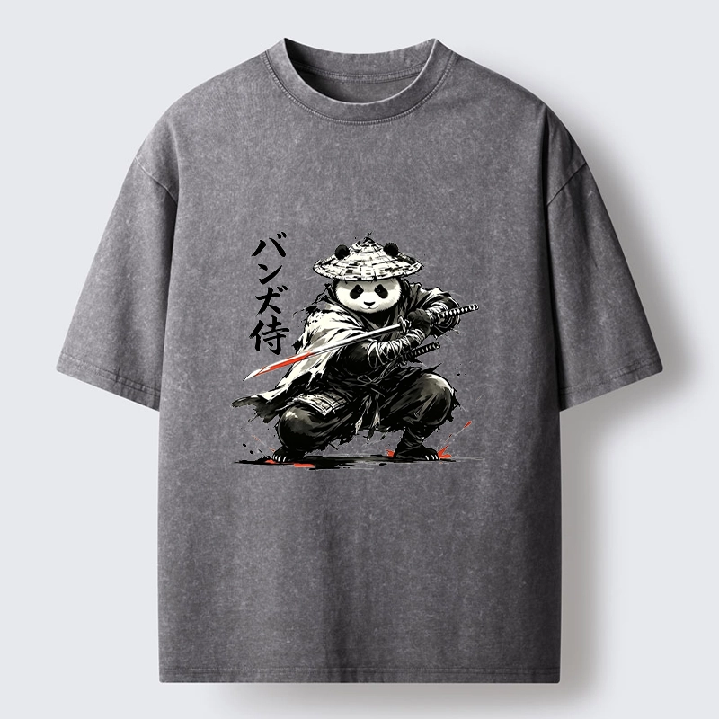 Tokyo-Tiger Panda Samurai Warrior Washed T-Shirt