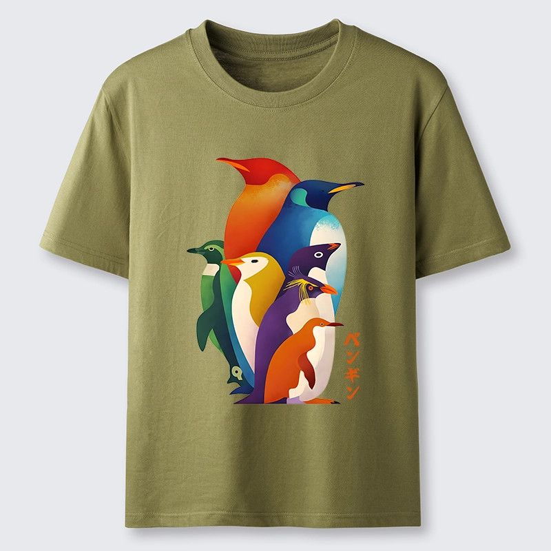 Tokyo-Tiger Cute Multi Tone Penguins Classic T-Shirt