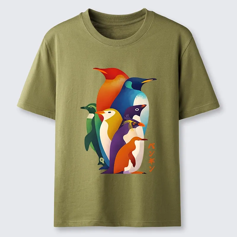 Tokyo-Tiger Cute Multi Tone Penguins Classic T-Shirt