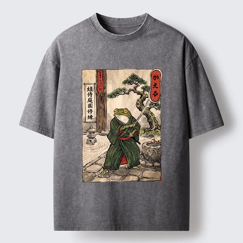 Tokyo-Tiger Samurai Frog Training Washed T-Shirt