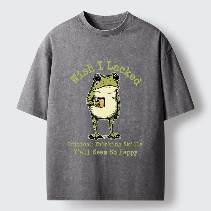 Tokyo-Tiger Critical Thinking Frog Meme Washed T-Shirt