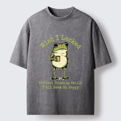 Tokyo-Tiger Critical Thinking Frog Meme Washed T-Shirt